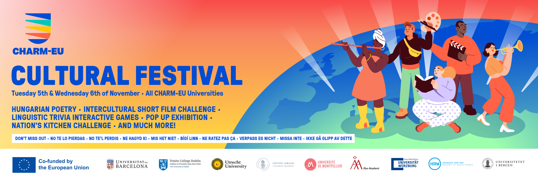 Preliminary banner of the CHARM-EU Cultural Festival 2024
