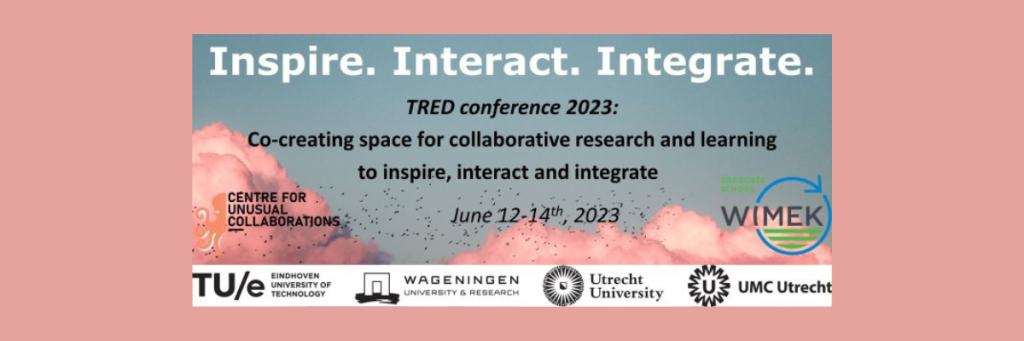 Poster of the TRED Conference 2023. Text: Inspire. Interact. Integrate.