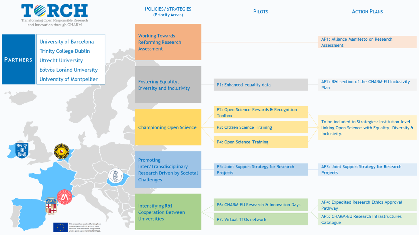 TORCH partners and the five strategic priority areas with their corresponding pilots and action plans