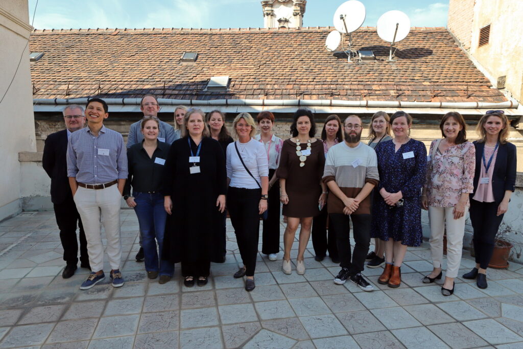 All the participants of the libraries meet up in a terrace