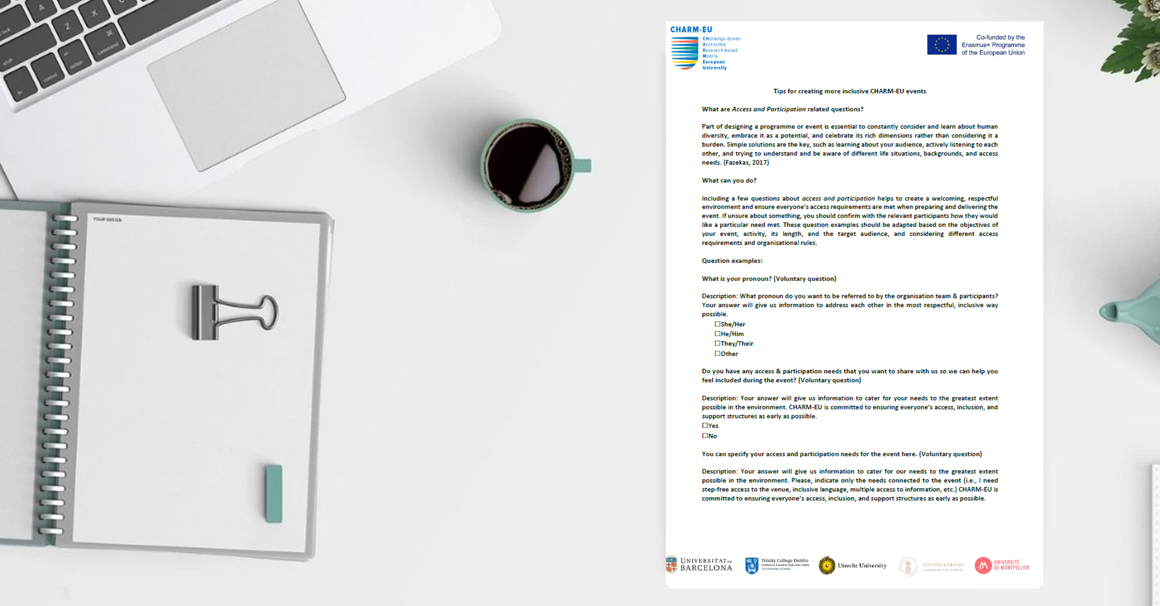 Tips for Inclusive events Tips for creating more inclusive CHARM-EU events