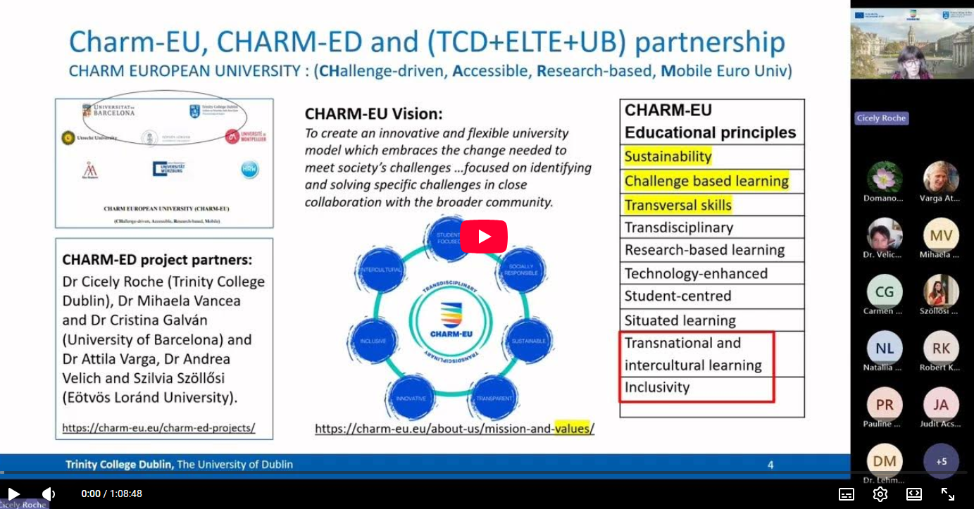 CHARM-ED webinars Enacting Education for Sustainable Development: spotlight on teaching practices for exploring ‘Worldviews, Perceptions and Values’.
