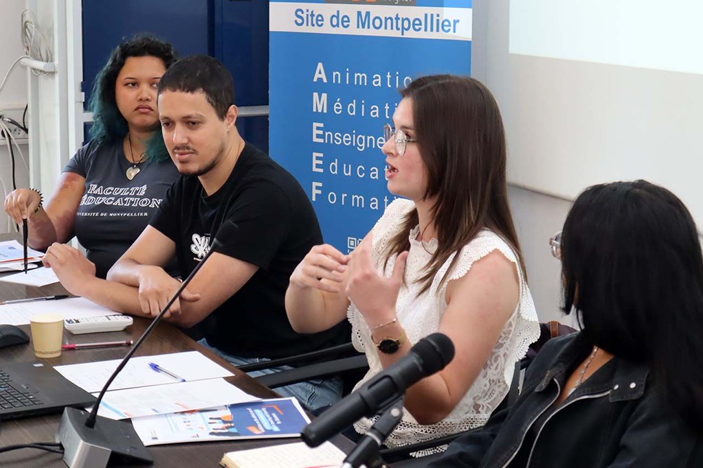 Participants contributing to a panel discussion during a CHARM‑EU event in a conference room.
