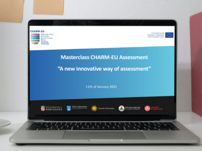 Masterclass CHARM-EU Assessment presentation on a laptop screen.