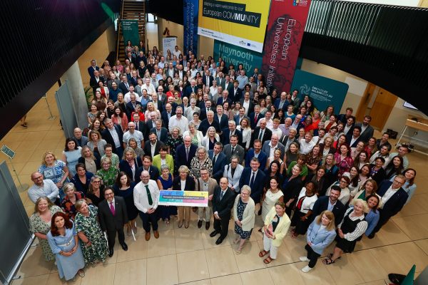 Large group photo of participants at the 4th Forum of the European Universities Initiative at Maynooth University.