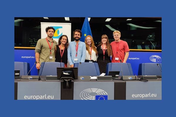 CHARM-EU Students, Take, Diana, Hazel and Conny at the ESA23 with Julien Lorentz, CHARM-EU Project Manager at the University of Montpellier